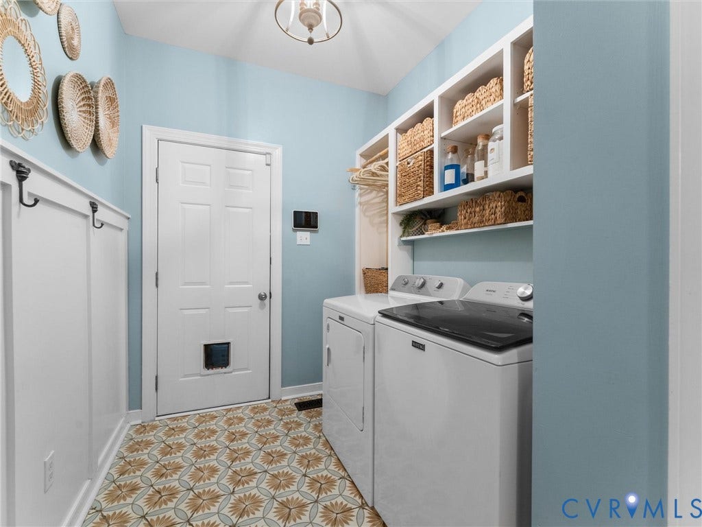 6017 Abington Park Drive, Wyndham, Glen Allen, VA 23059 Laundry/Mud room recently updated with new tile , built ins, and wainscotting