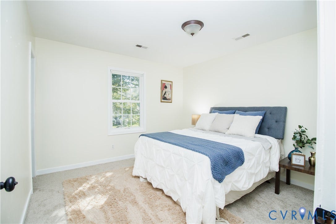 1307 Berrymeade Avenue, Henrico, VA 23060 Neutral wall finishes, carpeted flooring, single window, and flush-mount ceiling lighting
