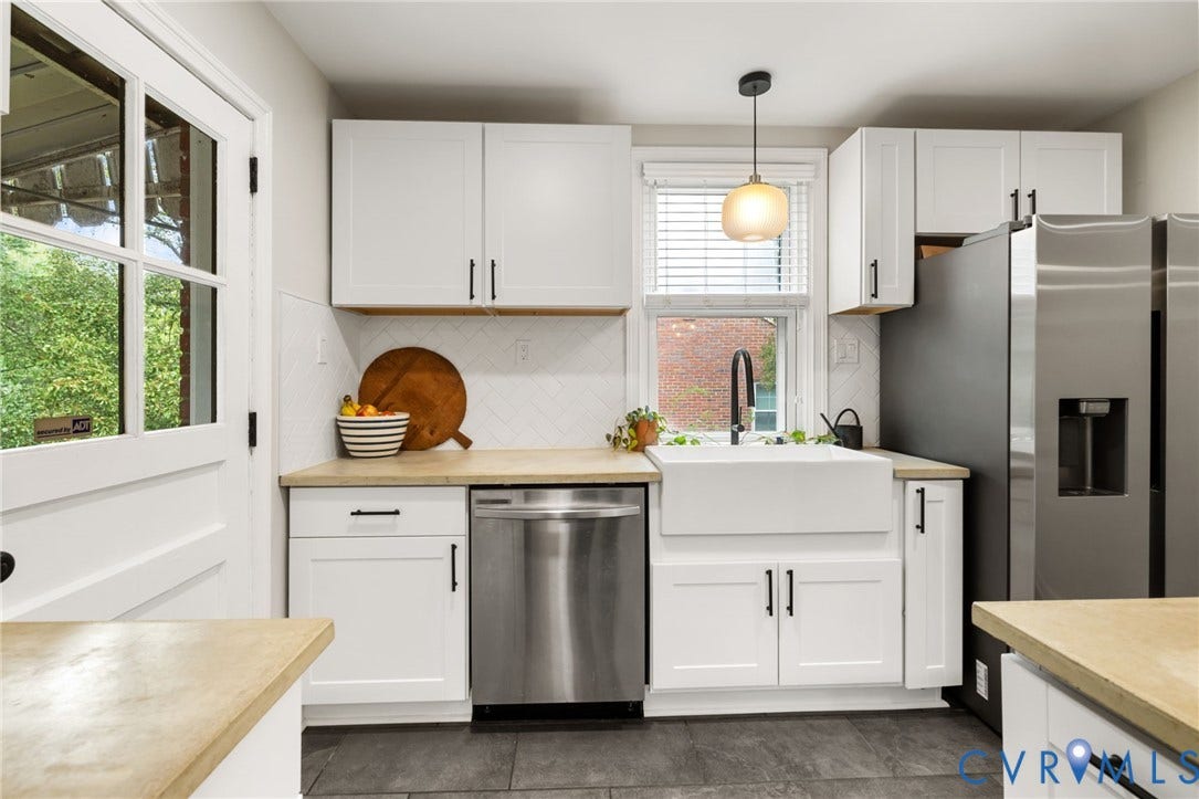 1618 Rockwood Road, Tuckahoe, Richmond, VA 23226 Featuring new cabinets, concrete counters, stainless appliances, and subway tile backsplash...