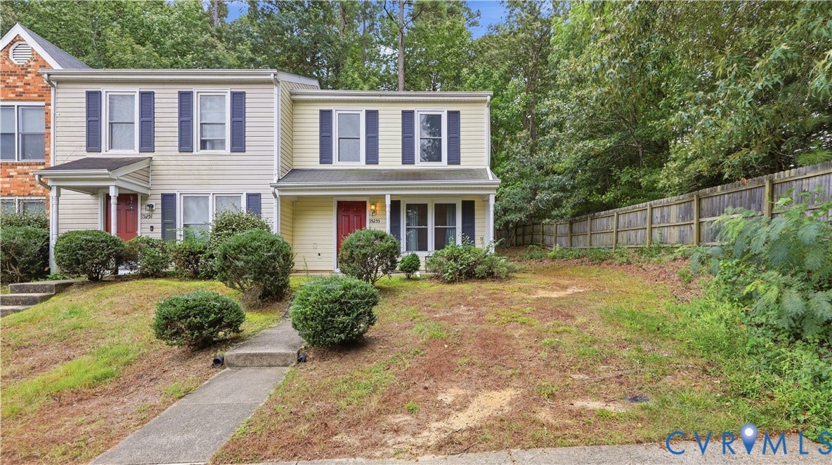 15253 Broadwater Circle, Chester, VA 23831 Two-story residence with siding exterior, black window shutters, and a covered entryway