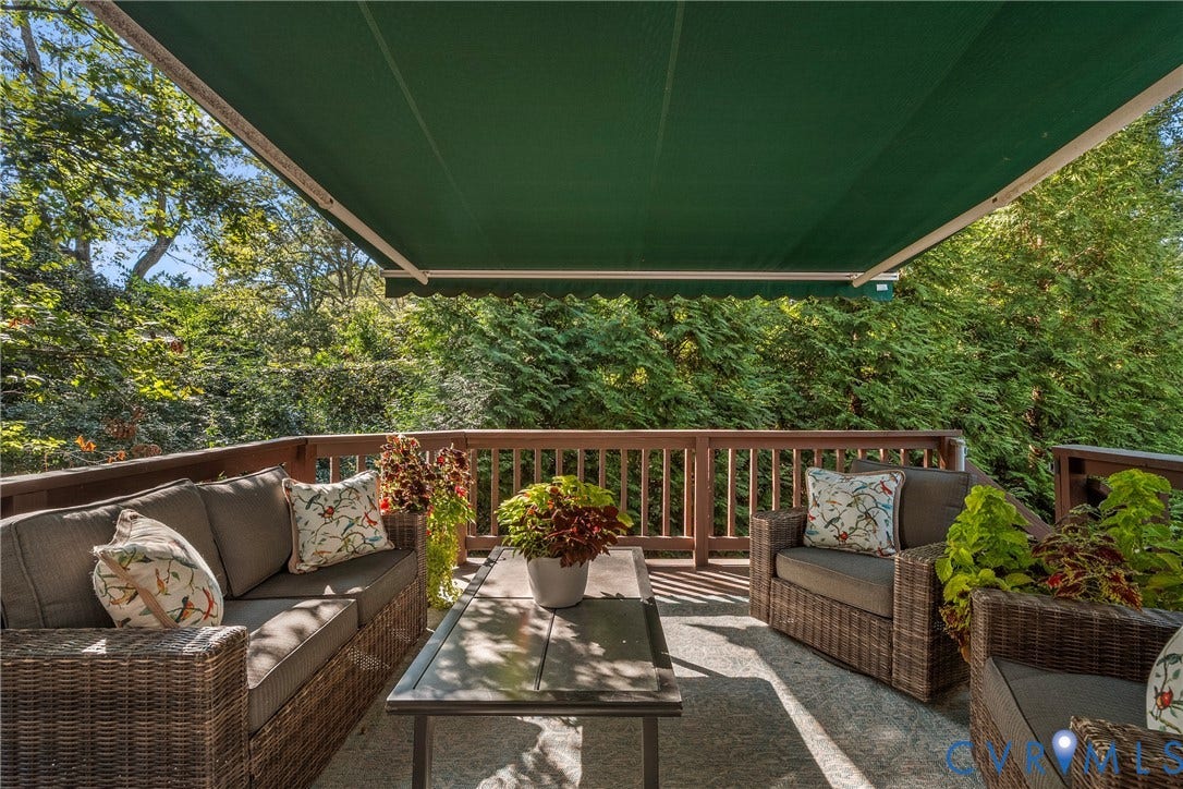 9017 Wood Sorrel Drive, Henrico, VA 23229 Relaxing deck with retractable awning