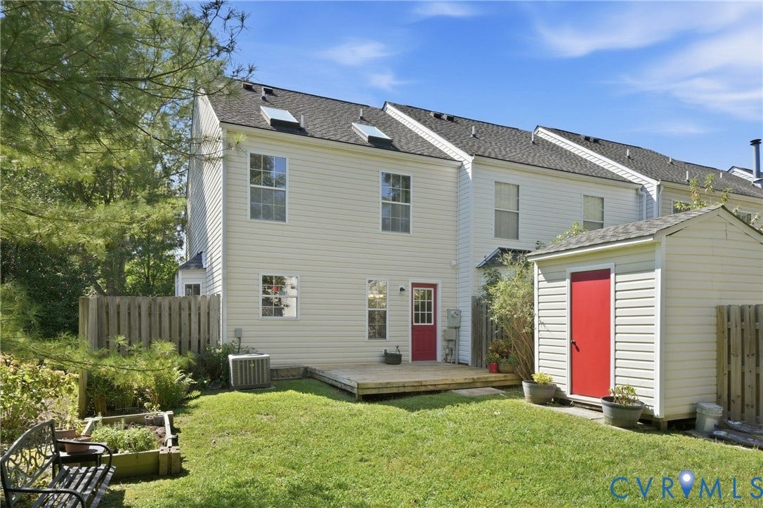1852 Timberly Waye, Henrico, VA 23238 Expansive lawn with a wooden deck and a storage shed