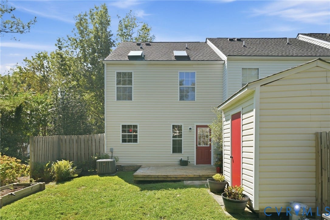 1852 Timberly Waye, Henrico, VA 23238 Exterior featuring light-colored siding, a wood deck, and a fenced yard