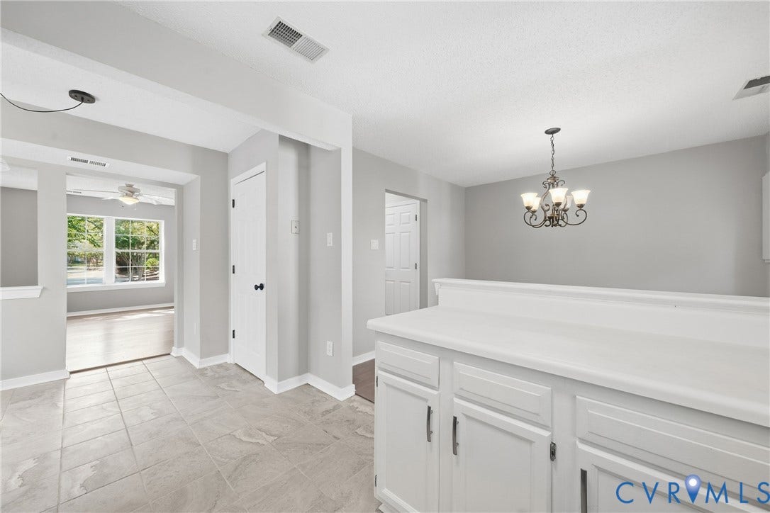 1852 Timberly Waye, Henrico, VA 23238 Tile flooring, white cabinetry, light-toned walls, and overhead lighting fixtures