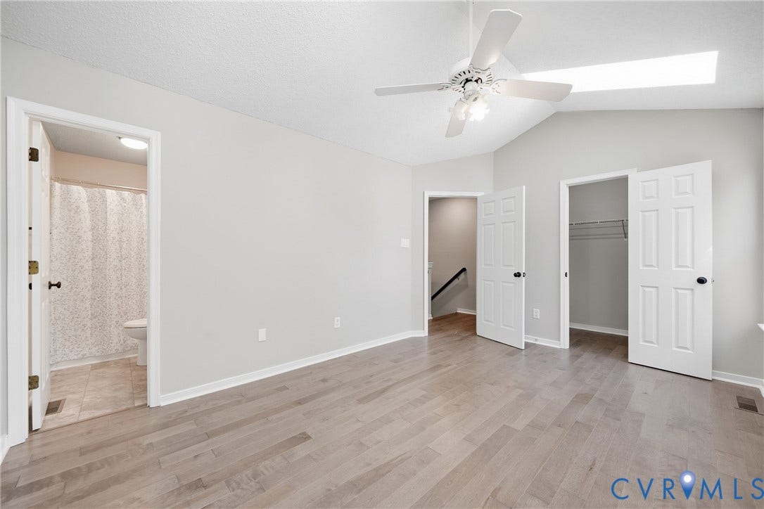 1852 Timberly Waye, Henrico, VA 23238 Vaulted ceiling, skylight, wood-finish flooring, ceiling fan, and built-in closet shelving