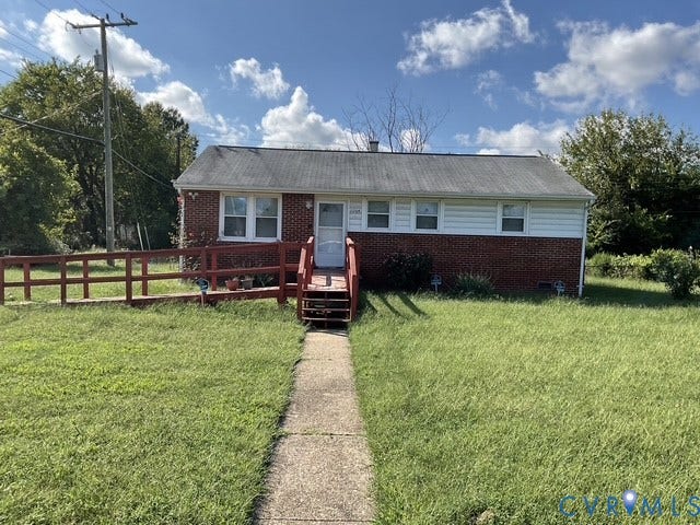 2204 Apollo Road, Fairfield, Fairfield, VA 23223 Brick and siding exterior featuring multiple windows, a red-painted ramp, and a concrete walkway