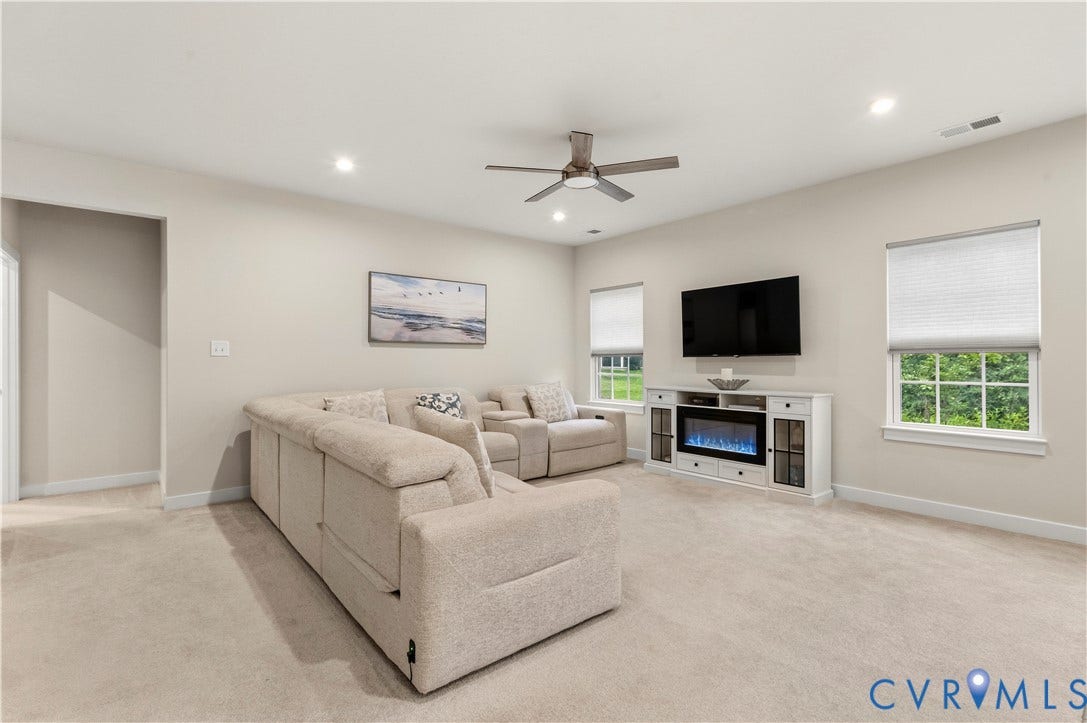 4837 Bacova Village Trail, Glen Allen, VA 23059 Plush carpeting, recessed lighting, and a ceiling fan with light fixture