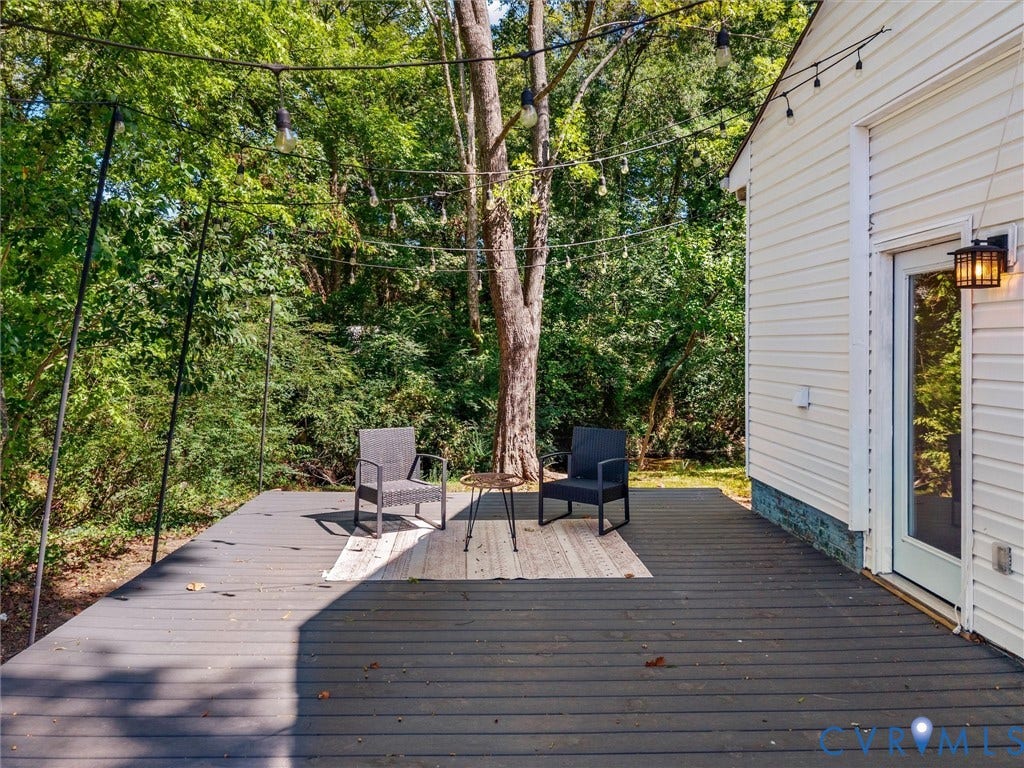 5112 Bethlehem Road, Libbie Mill Area, Richmond, VA 23230 Spacious exterior deck with composite decking and string lighting