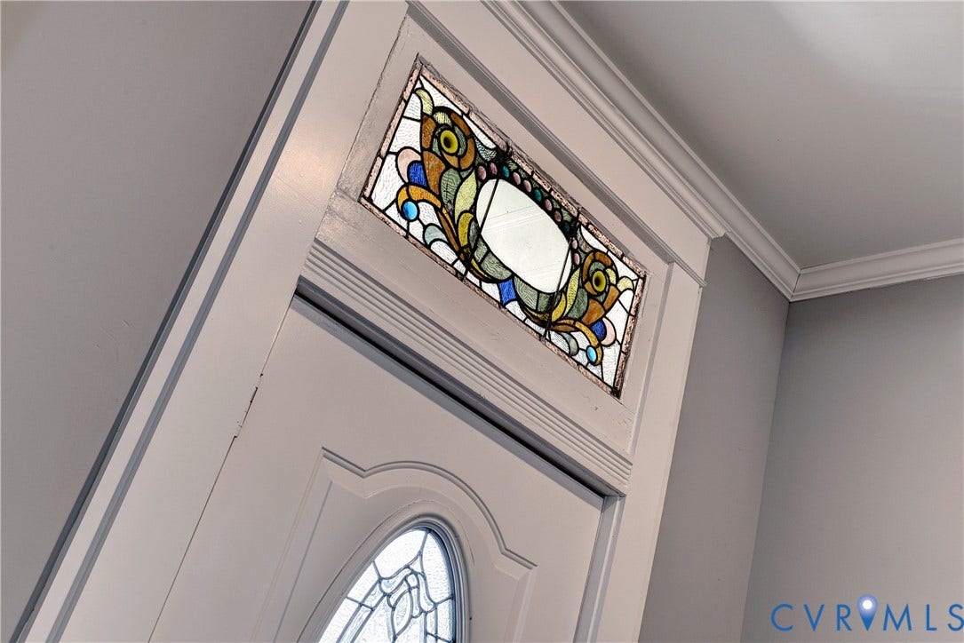 Stained glass Transom entrance door