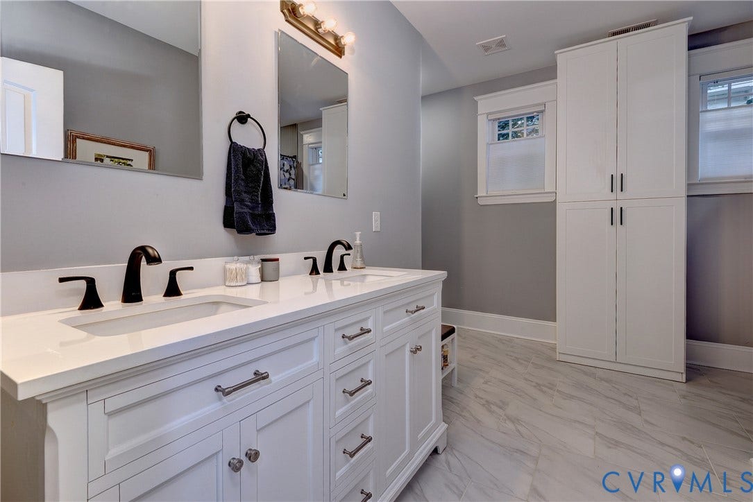 2nd Floor Hall Bath -Double sink, linen closet