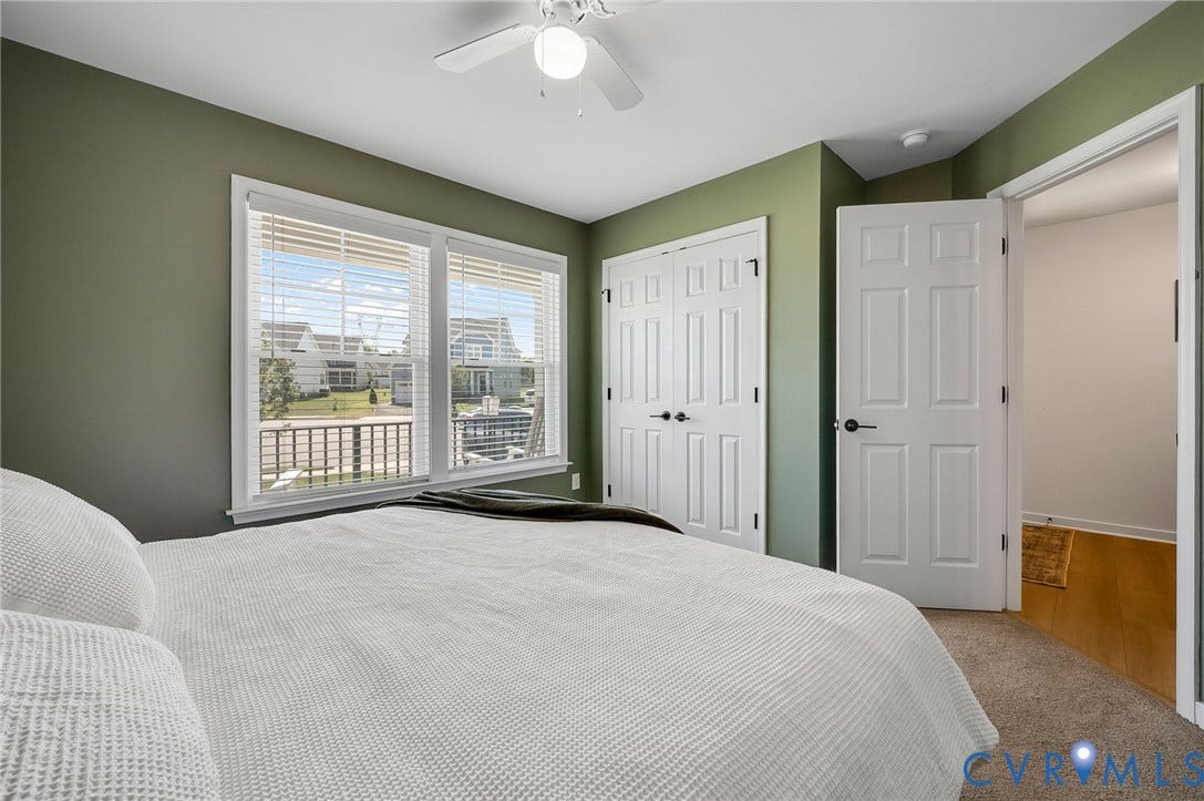 11804 Rydal Way, Cobbs Creek, Glen Allen, VA 23059 Double window with blinds, ceiling fan, and two paneled closet doors