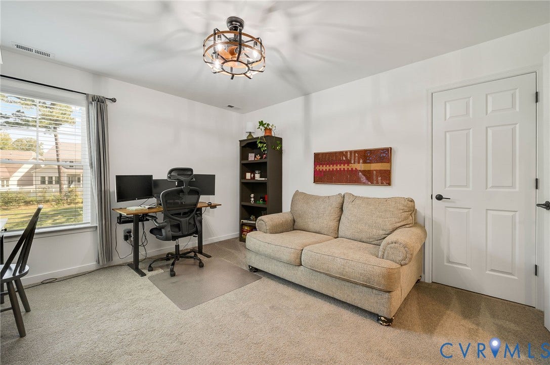 11804 Rydal Way, Cobbs Creek, Glen Allen, VA 23059 Recessed lighting and ceiling fan, neutral wall paint, white trim, and light-toned carpeting