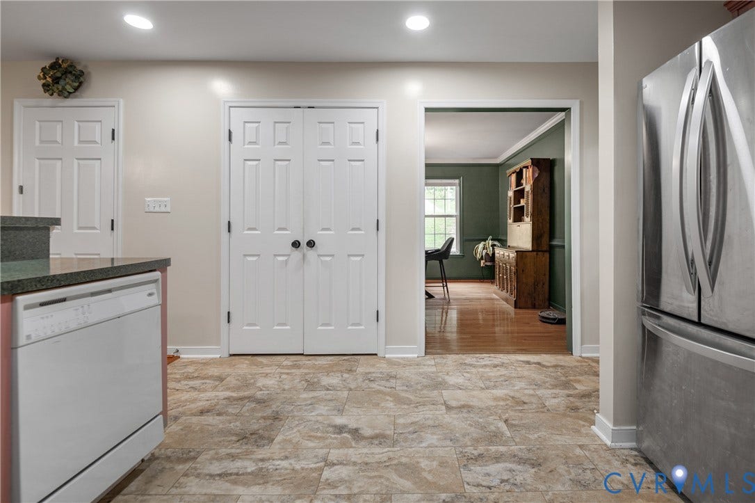 Recessed lighting, panel doors, and tile flooring