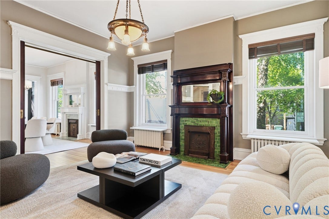 1848 W Grace Street, Historic W. Grace Street, Richmond, VA 23220 Wood-finish flooring with a decorative area rug