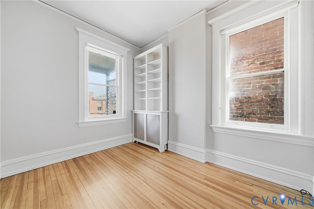 1848 W Grace Street, Historic W. Grace Street, Richmond, VA 23220 Hardwood flooring, painted walls, built-in shelving, two windows