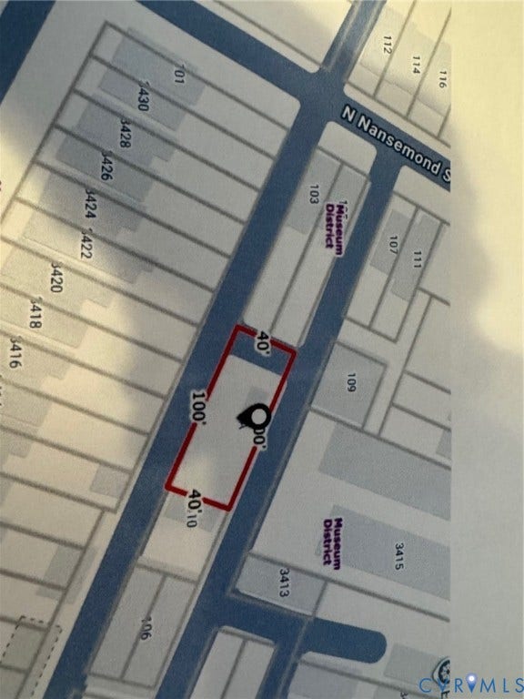 103 A N Nansemond Street, Museum District, Richmond, VA 23221 Plat Map.