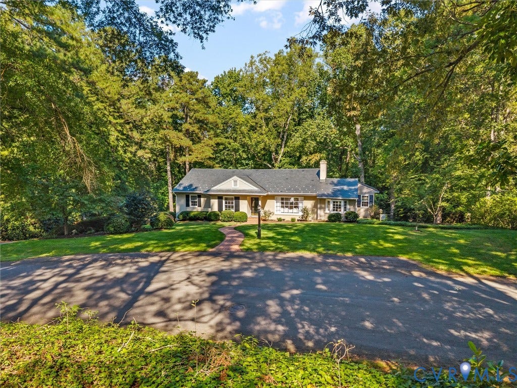 216 Ross Road, Westham Area, Henrico, VA 23229 Ranch-style exterior with a dark shingle roof, light-colored siding, and dark shutters