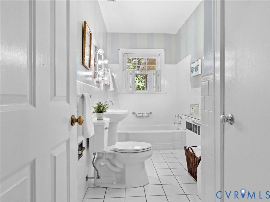 216 Ross Road, Westham Area, Henrico, VA 23229 White tiled flooring with white wall tiling