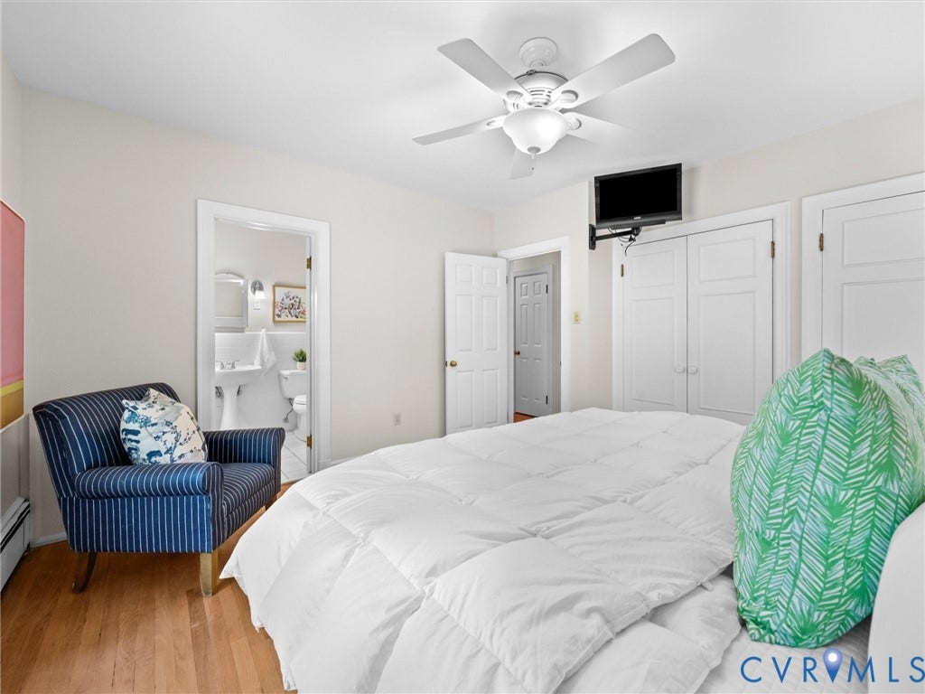 216 Ross Road, Westham Area, Henrico, VA 23229 Wood-finish flooring, ceiling fan, and white paneled doors