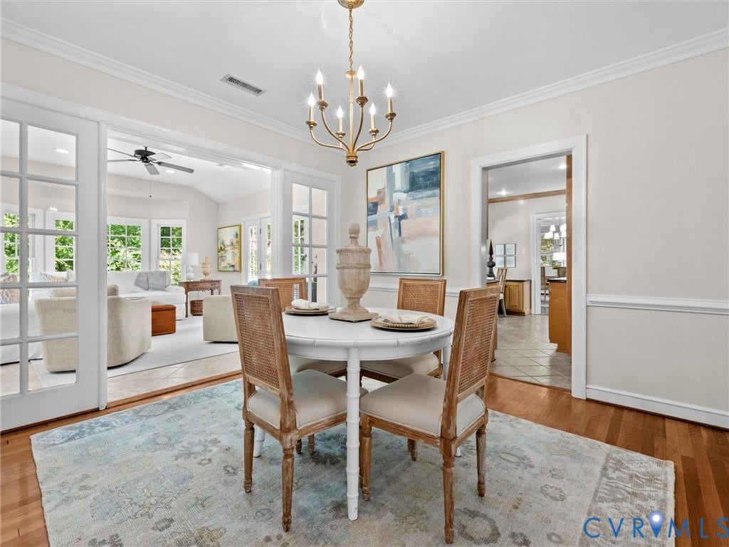 216 Ross Road, Westham Area, Henrico, VA 23229 Wood-finish flooring with crown molding and wainscoting