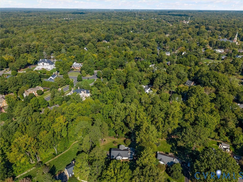 216 Ross Road, Westham Area, Henrico, VA 23229 Expansive aerial view showcasing a verdant landscape with extensive tree canopy