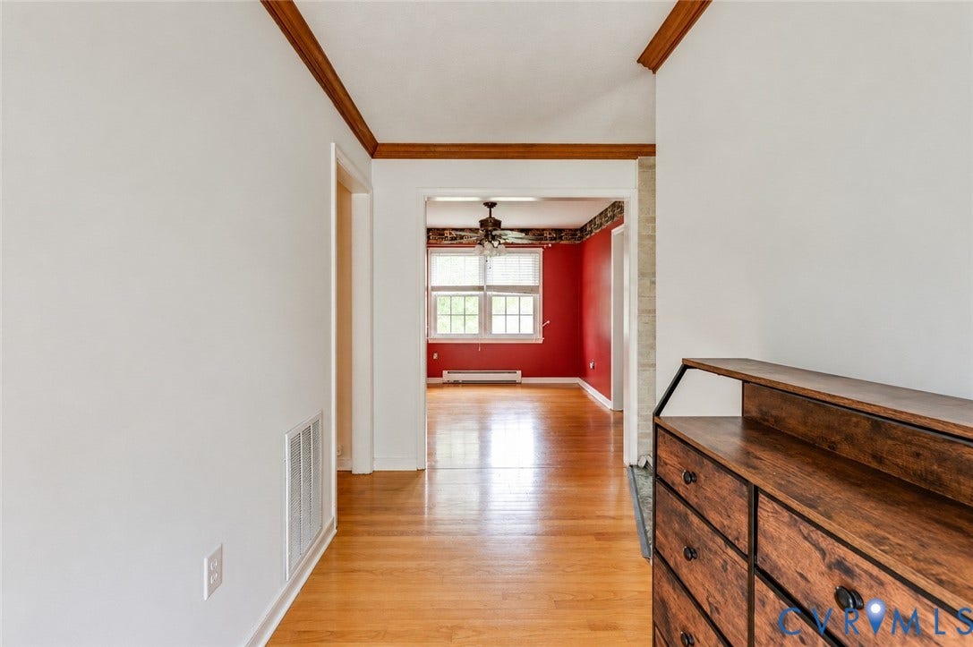 Hardwood flooring with wood trim accents