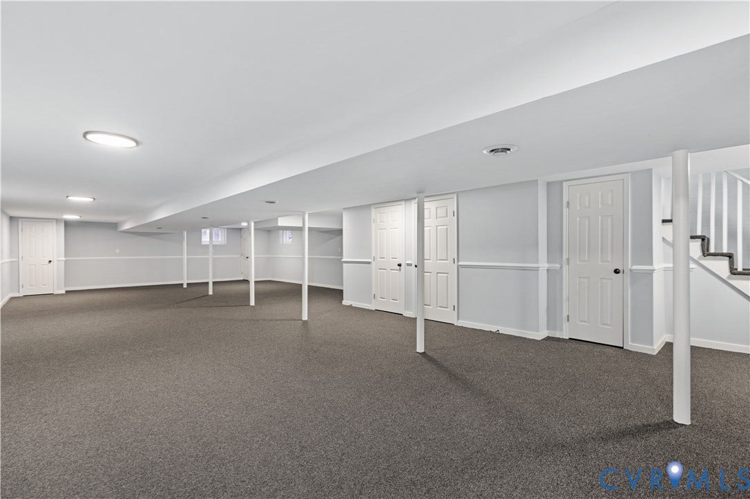5221 Ecoff Avenue, Chester, VA 23831 Spacious finished lower level featuring recessed lighting, paneled doors, and carpeting