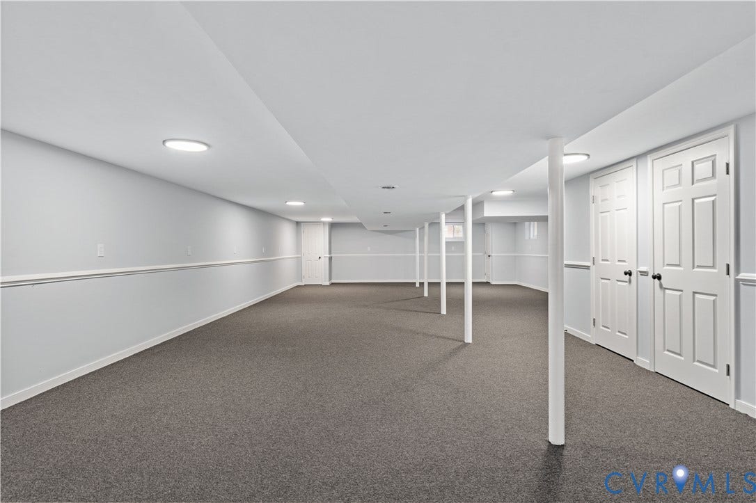 5221 Ecoff Avenue, Chester, VA 23831 Expansive finished lower level featuring recessed lighting and durable carpet flooring