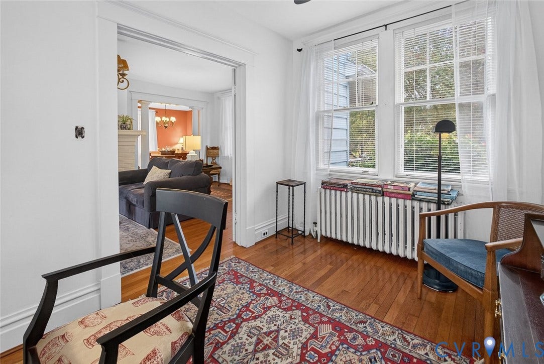 3812 Fauquier Avenue, Bellevue, Richmond, VA 23227 Hardwood flooring, painted white baseboards, and window treatments