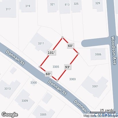 3305 Donnan Street, Providence Park, Richmond, VA 23222 Tax Map (All boundaries are estimated)
