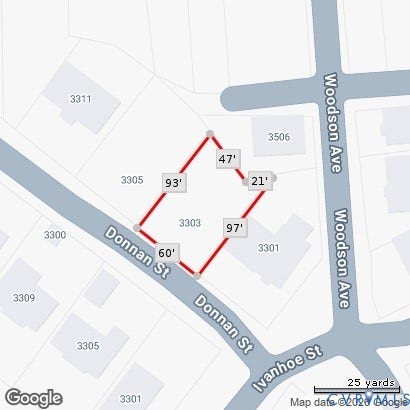 3303 Donnan Street, Providence Park, Richmond, VA 23222 Tax Map (all property lines are estimated)