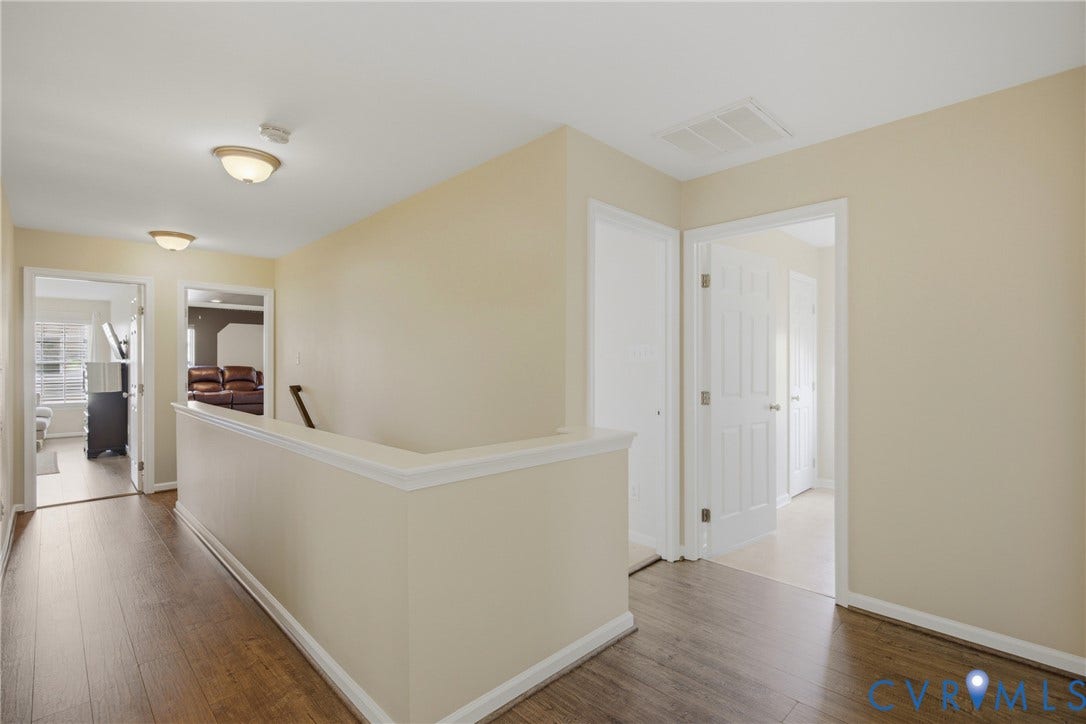 3536 Hunton Ridge Drive, Glen Allen, VA 23059 Recessed lighting, wood-finish flooring, half-wall railing with white trim, and light-toned wall paint