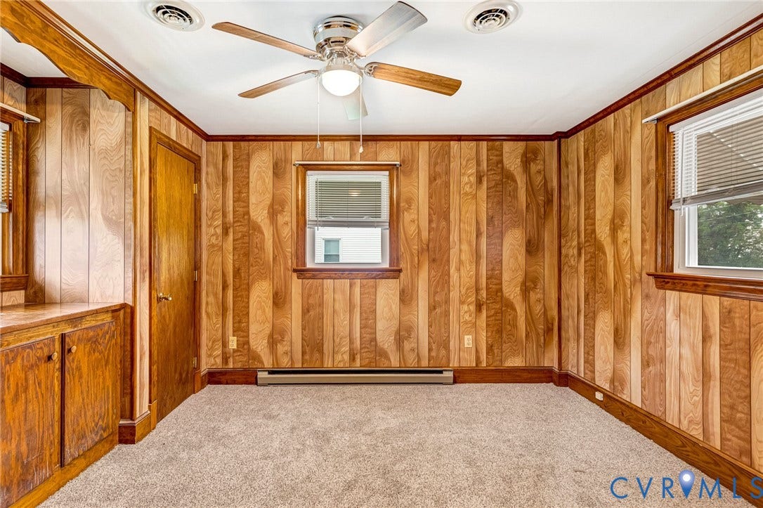 2503 Carlisle Avenue, Henrico, VA 23231 Wood-finish wall paneling, ceiling fan, and built-in cabinetry