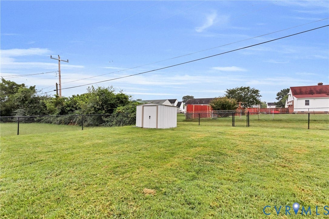 2503 Carlisle Avenue, Henrico, VA 23231 Expansive green space featuring a utility shed and perimeter chain-link fencing