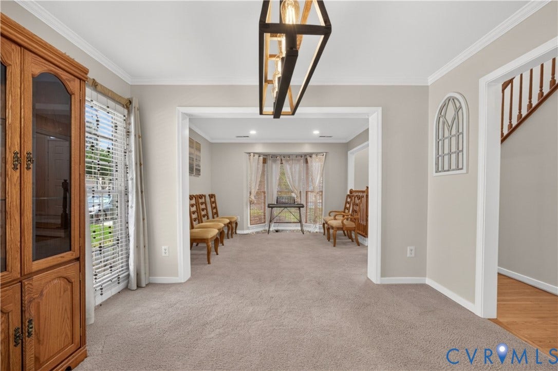 9516 Hungary Woods Drive, Henrico, VA 23060 Recessed lighting, crown molding, and an open Formal Living room.