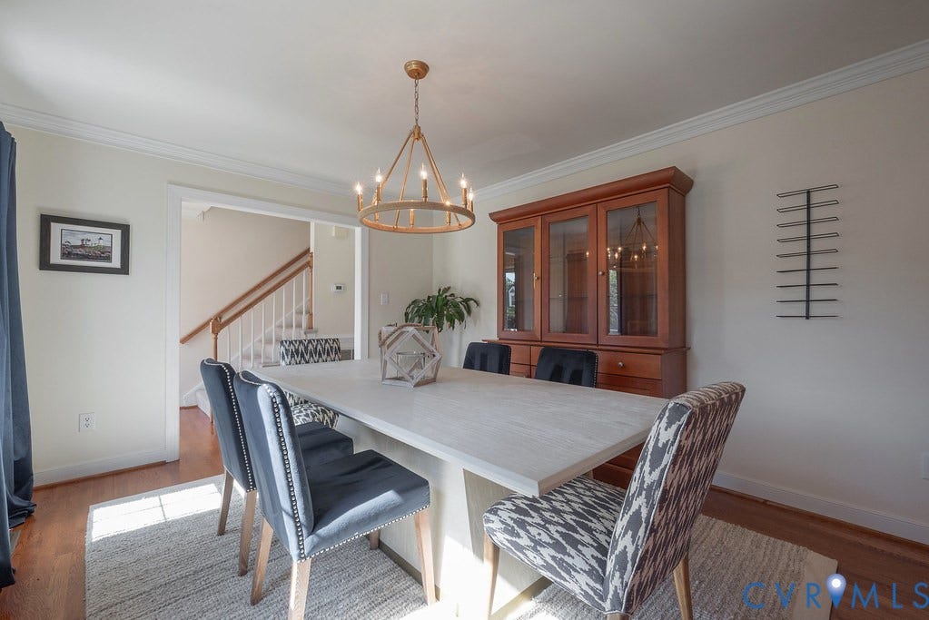 Hardwood flooring and crown molding