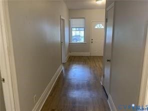 3119-A 4th Avenue, Richmond, VA 23222 Hallway featuring wood-finish flooring, light-toned walls, and a window with blinds