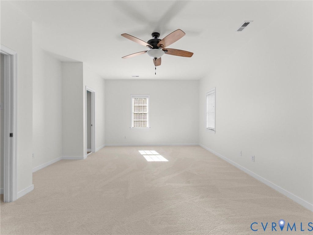 2354 Camelback Road, Maidens, VA 23102 Primary bedroom,new carpet, lighted ceiling fan, 2 large closets