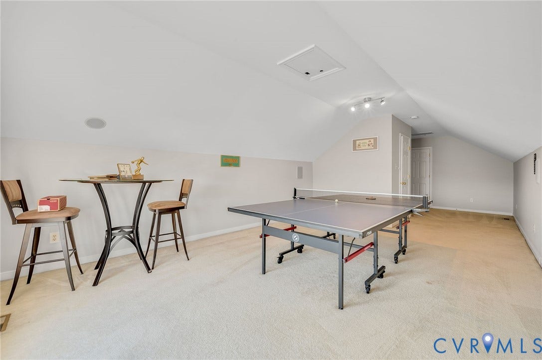 10808 Pruett Lane, Henrico, VA 23059 Spacious bonus room featuring sloped ceilings, recessed speaker, and track lighting