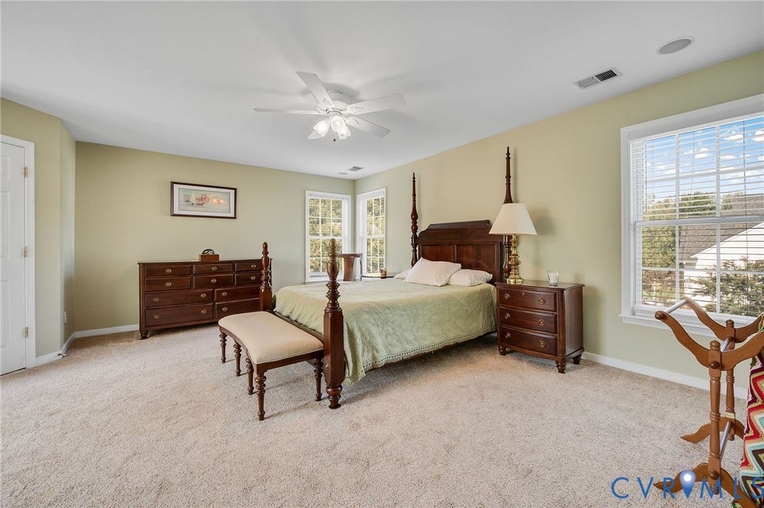 10808 Pruett Lane, Henrico, VA 23059 Plush carpeted flooring, multiple windows, recessed lighting, and a ceiling fan