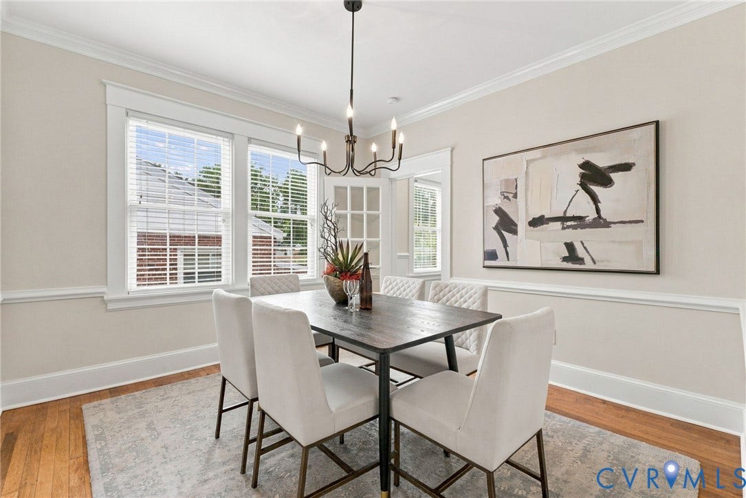 4905 Patterson Avenue, Richmond, VA 23226 Wood-finish flooring, white trim, and crown molding