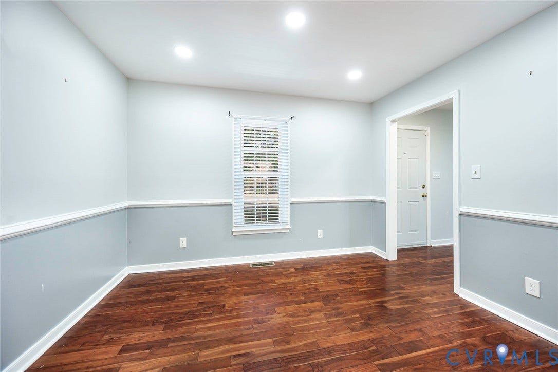 4605 English Cedar Court, Glen Allen, VA 23060 Hardwood-finish flooring, recessed lighting, and a two-tone wall treatment with chair rail molding