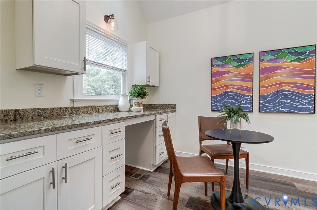 14 Redbridge Terrace, Shendoah Hills, Chesterfield, VA 23236 Eat-in area just off the kitchen with extensive built-in cabinetry and a convenient home office/workspace.