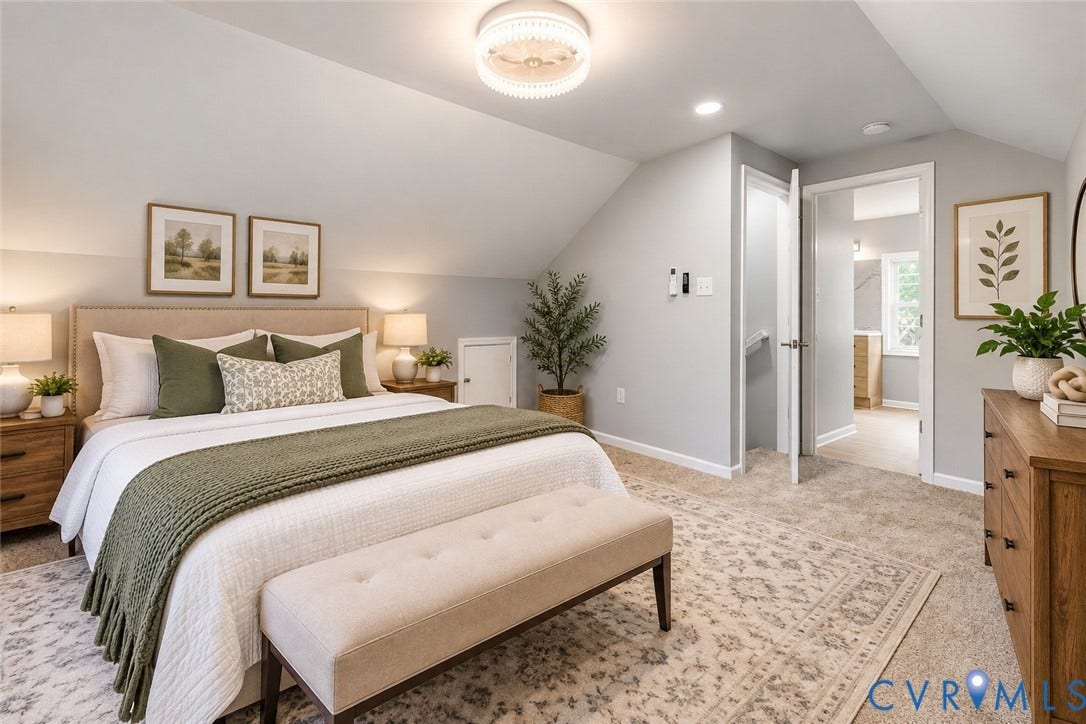 2012 Bailey Avenue, Richmond, VA 23231 Upholstered headboard with integrated lighting, recessed lighting, and a ceiling-mounted light fixture
