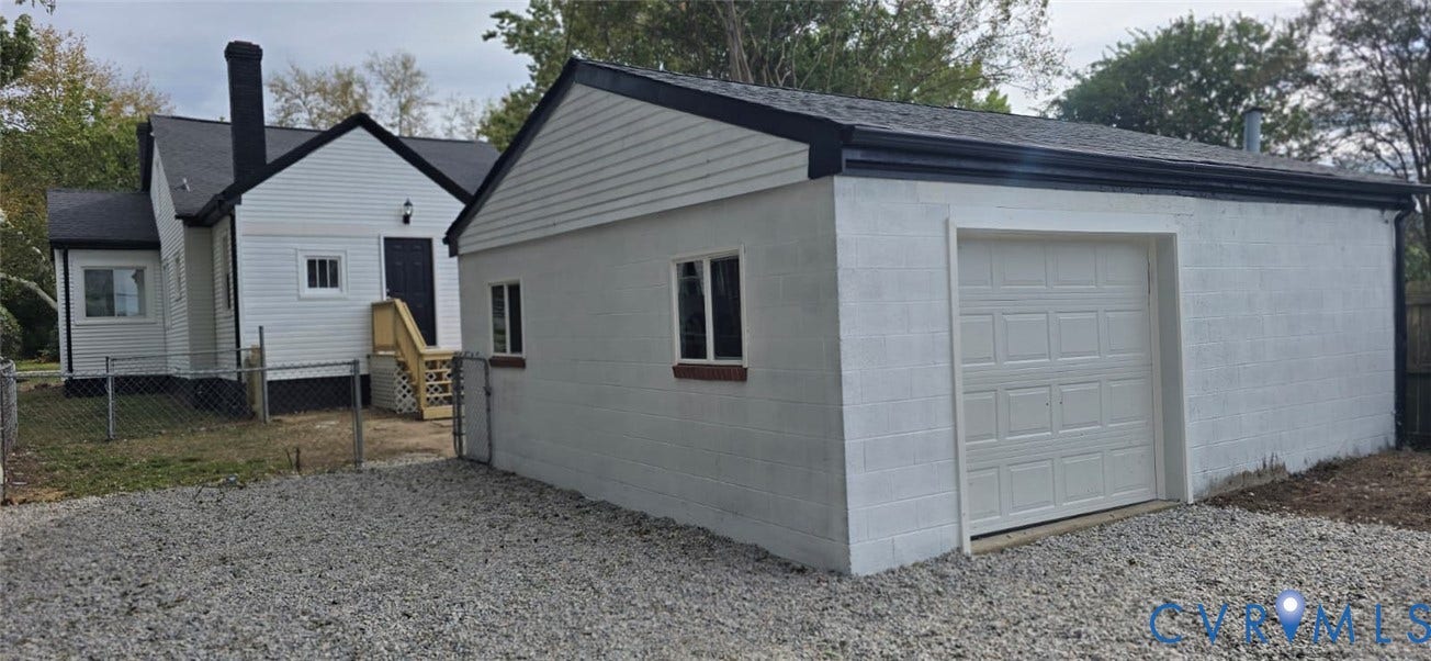 2012 Bailey Avenue, Richmond, VA 23231 Detached single-car garage with a white panel door and two windows