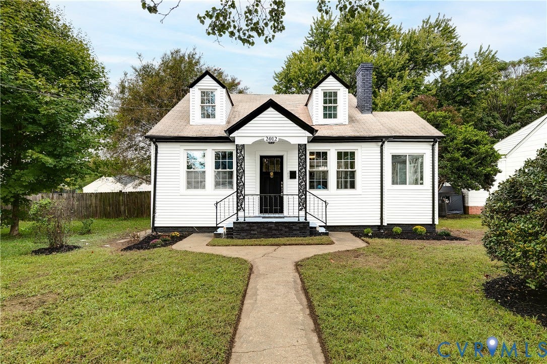 2012 Bailey Avenue, Richmond, VA 23231 White siding exterior with black trim accents