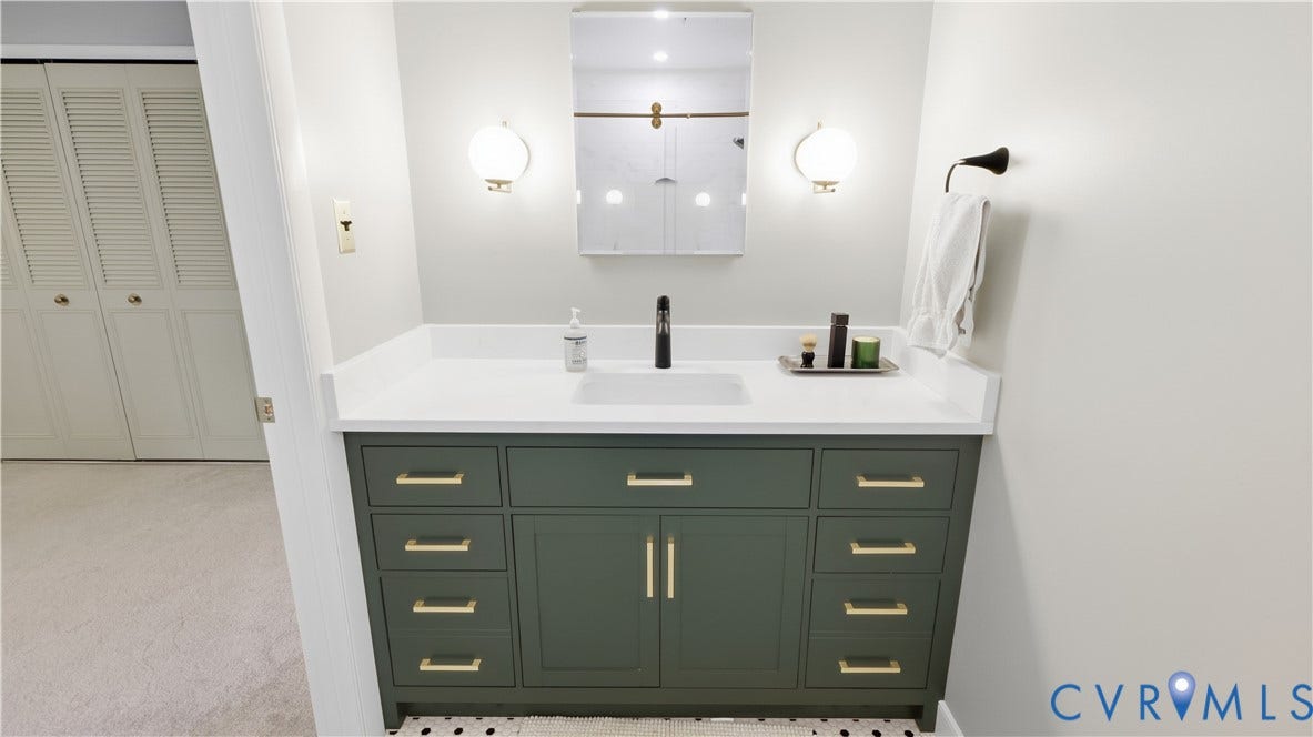 2203 Rockwater Terrace, Henrico, VA 23238 Vanity with a white countertop, rectangular sink, and matte black faucet