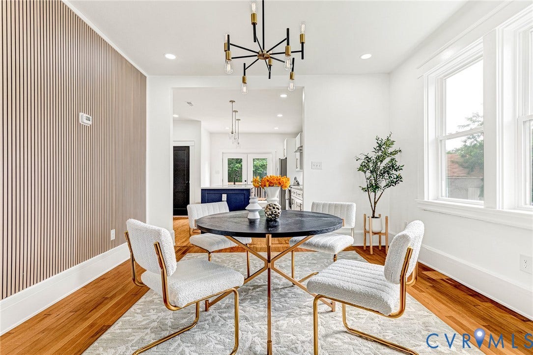 503 Pollock Street, Richmond, VA 23222 Hardwood flooring, recessed lighting, and a contemporary chandelier