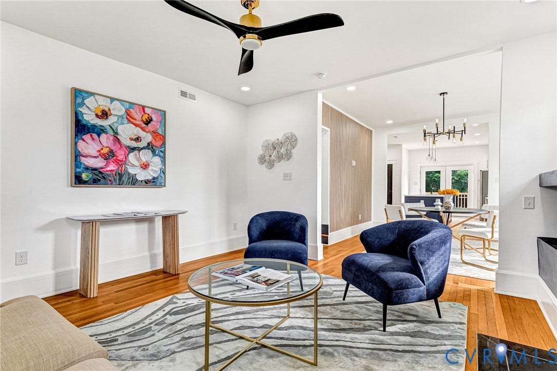 503 Pollock Street, Richmond, VA 23222 Hardwood flooring, recessed lighting, modern ceiling fan, white wall finishes, open concept design