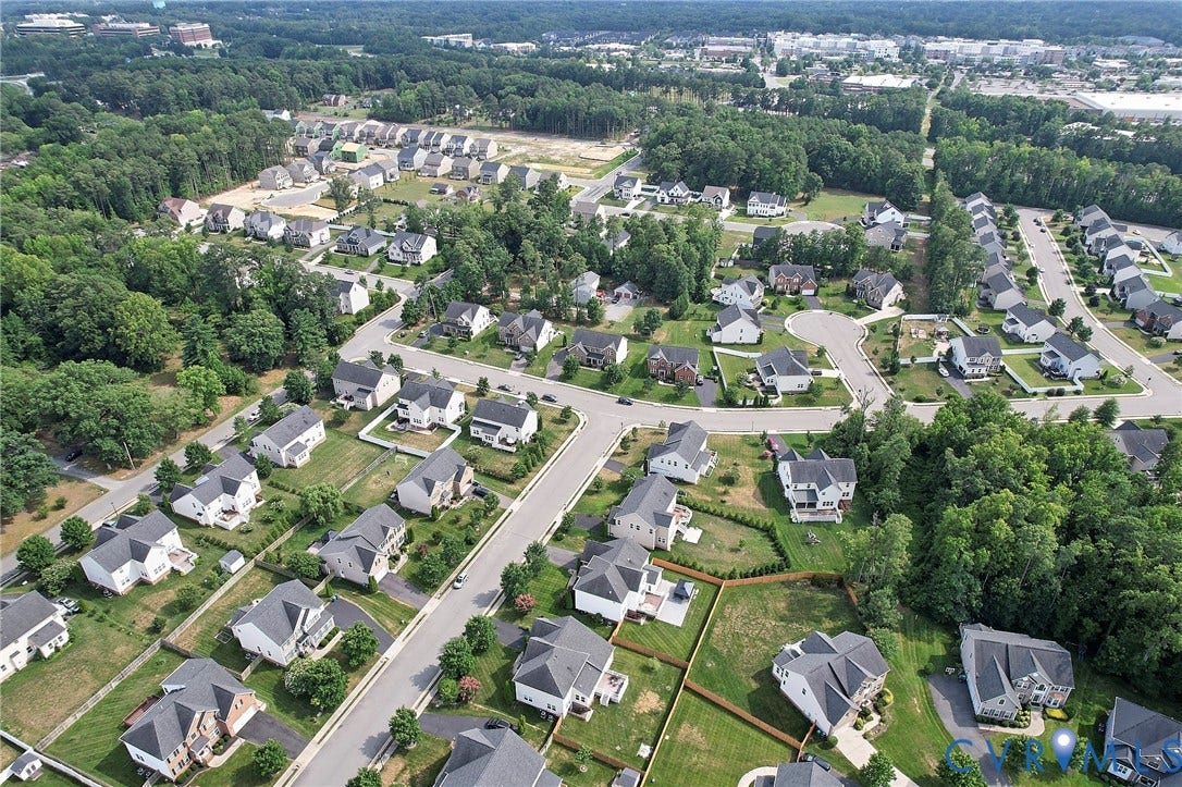 Residential development with established homes and mature trees